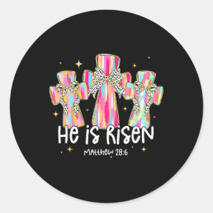 Sticker Rond Il Est Ressuscité Jésus Chrétien Joyeux Enfant De