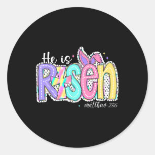 Sticker Rond Il Est Ressuscité Jésus Chrétien Joyeux Enfant De