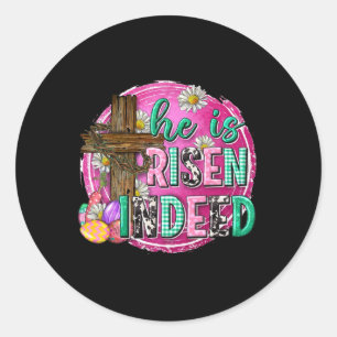 Sticker Rond Il Est Ressuscité Jésus Chrétien Joyeux Enfant De