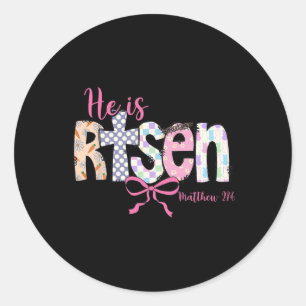 Sticker Rond Il Est Ressuscité Jésus Chrétien Joyuses Paques Ré