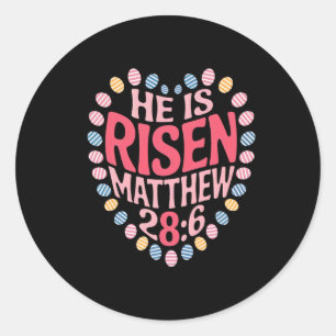 Sticker Rond Il Est Ressuscité Matthew 286 Boho Floral Christia