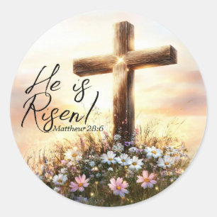 Sticker Rond Il est ressuscité - Matthieu 28:6