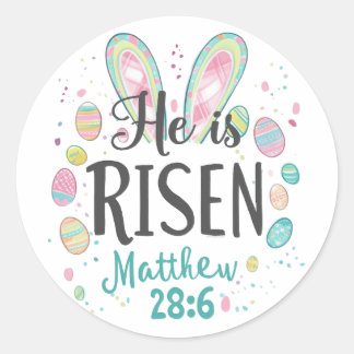 Sticker Rond Il est ressuscité, Pâques chrétiennes Jésus-Christ