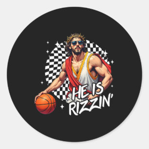 Sticker Rond Il Est Ressuscité Rizzin' Pâques Jésus Foi Chrétie