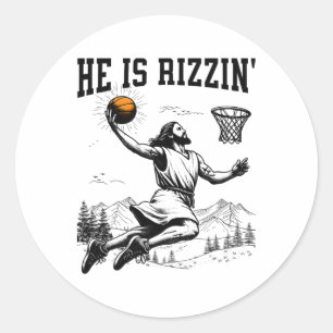 Sticker Rond Il Est Ressuscité Rizzin' Pâques Jésus Foi Chrétie