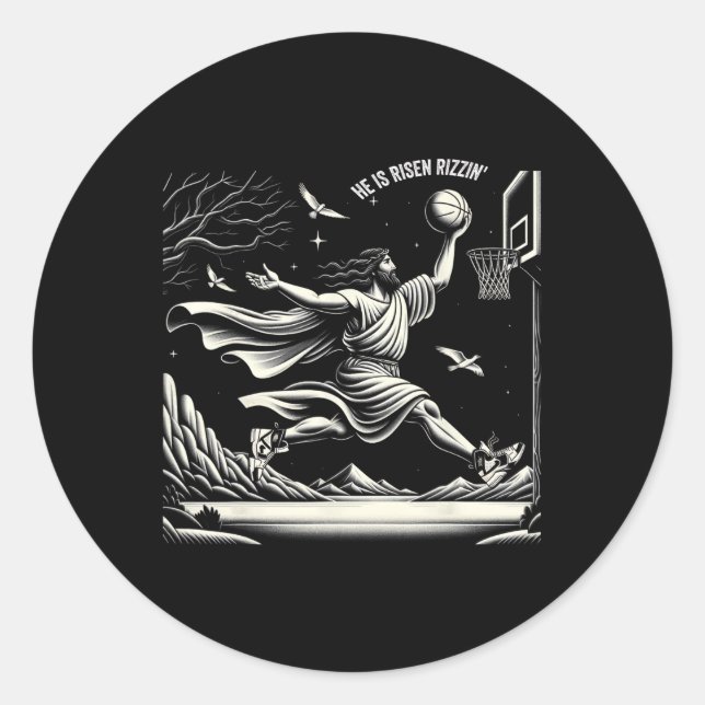 Sticker Rond Il Est Ressuscité Rizzin' Pâques Jésus Foi Chrétie (Devant)