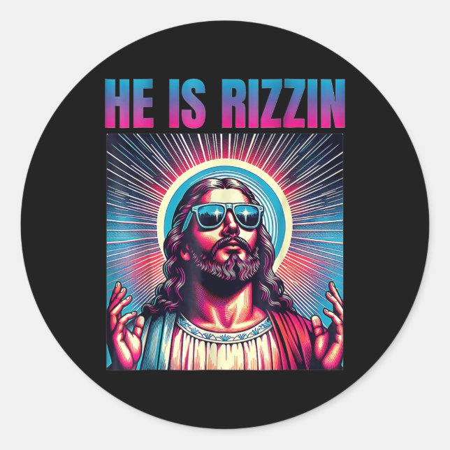 Sticker Rond Il Est Rizzin Joyeux Jour De Pâques (Devant)
