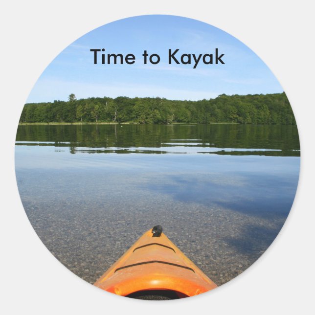 Sticker Rond Il est temps de coller des kayaks (Devant)