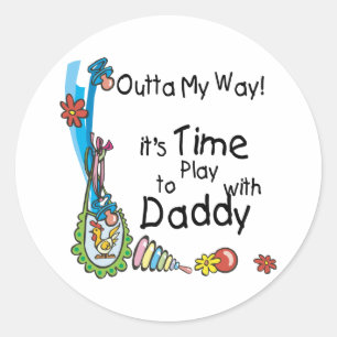 Sticker Rond Il est temps de jouer avec papa