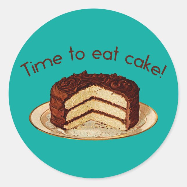 Sticker Rond Il est temps de manger un gâteau (Devant)