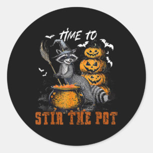Sticker Rond Il Est Temps D'Incorporer La Sorcière Raccoon Pot