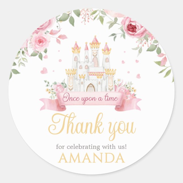 Sticker Rond Il était une fois fête d'anniversaire (Devant)