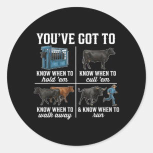 Sticker Rond Il Faut Savoir Quand Les Tenir Rétro Drôle Vache