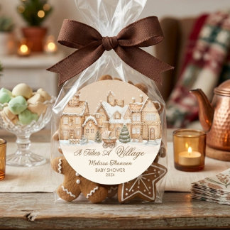 Sticker Rond Il faut un village Biscuit de Noël Baby Shower d'h