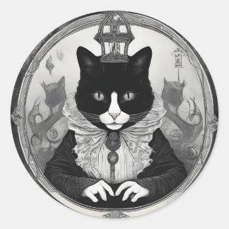Sticker Rond Il/lui Goth Kitty