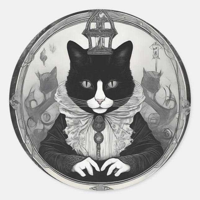 Sticker Rond Il/lui Goth Kitty (Devant)