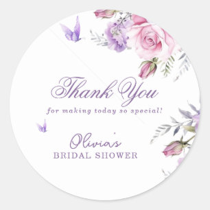 Sticker Rond Il Me Donne Des Papillons Dusty Purple Enterrement