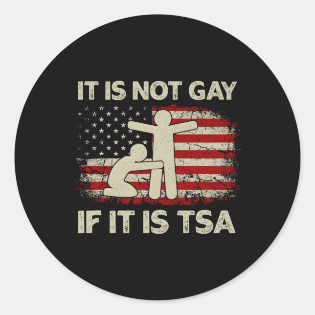 Sticker Rond Il N'Est Pas Gay S'Il S'Agit De Sécurité Drapeau U (Devant)