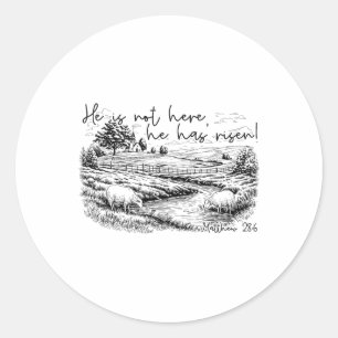 Sticker Rond Il n'est pas ici Il est ressuscité Jésus Croix Chr