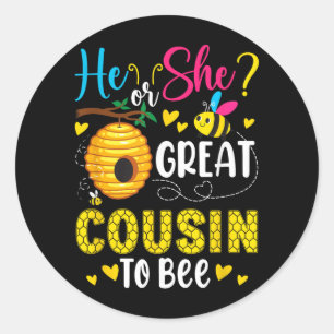Sticker Rond Il ou cousin de Bee révélation du sexe du bébé