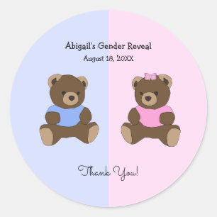 Sticker Rond Il ou elle Nounours Baby shower de révélation de