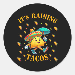 Sticker Rond Il pleut Tacos Amoureux Taco Amoureux Enfants Fill