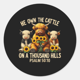 Sticker Rond Il Possède Le Béton Sur Une Huit Hills Bible Highl