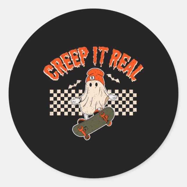 Sticker Rond Il Real Skateboard Ghost Bats Retro Halloween 2 (Devant)