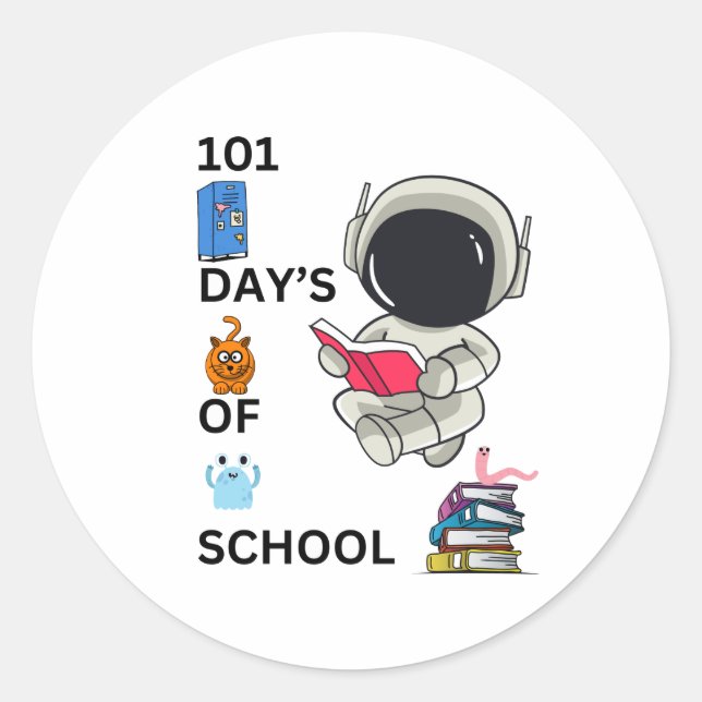 Sticker Rond "Il Reste 101 Jours D'École" (Devant)