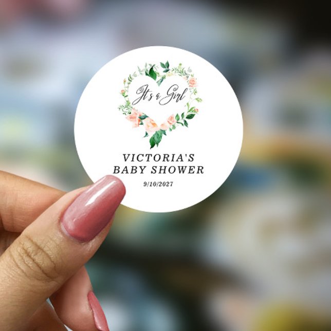 Sticker Rond Il s'agit d'un Baby shower de pêche aux filles (Créateur téléchargé)