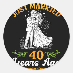 Sticker Rond Il y a 40 ans mariés toujours solides anniversaire
