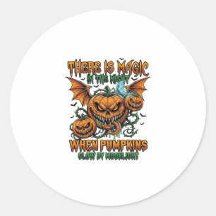 Sticker Rond Il y a des citrouilles de monstre d'Halloween magi