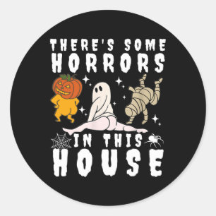 Sticker Rond Il y a des horreurs dans cette maison Citrouille f