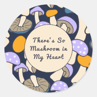 Sticker Rond Il y a tant de champignons dans mon cœur motif rét