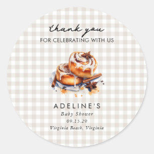 Sticker Rond Il y a un petit pain au four Baby Shower