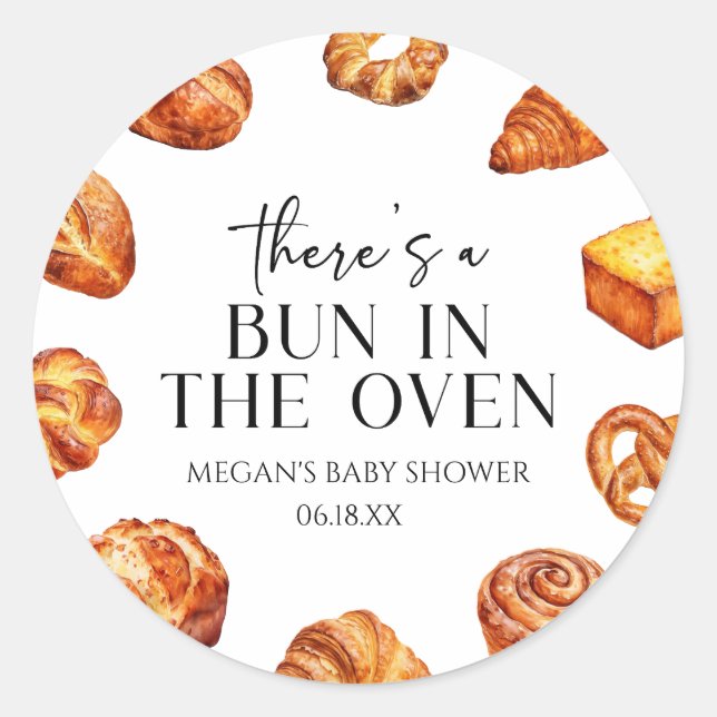 Sticker Rond Il y a un petit pain au four Baby Shower (Devant)