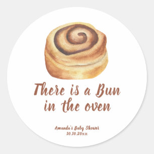 Sticker Rond Il y a un petit pain dans le four Baby Shower