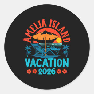 Sticker Rond Île Amelia Floride 2026 Vacances Plage Été V