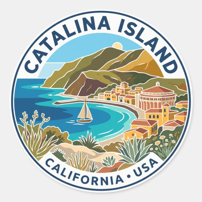 Sticker Rond Île Catalina États-Unis (Devant)