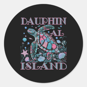 Sticker Rond Île Dauphin Al Amoureux des Tortues Plage Colorée