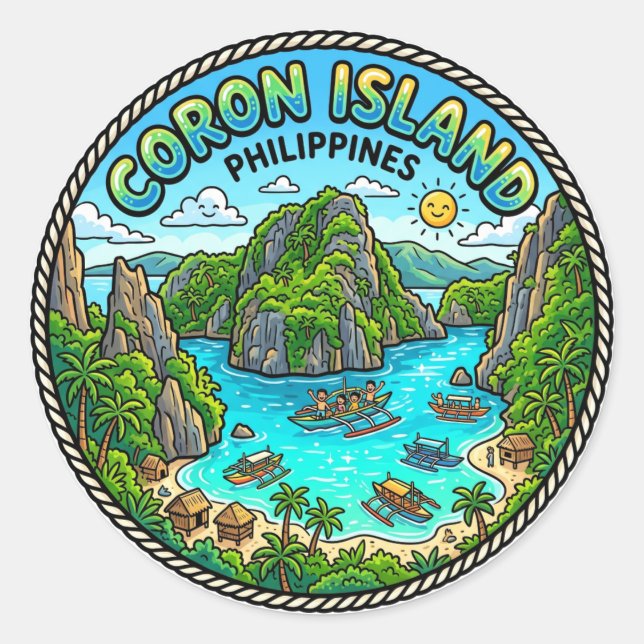 Sticker Rond Île de Coron Philippines (Devant)
