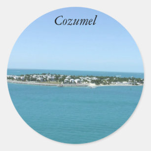 Sticker Rond Île de Cozumel Mexique, l'eau bleue
