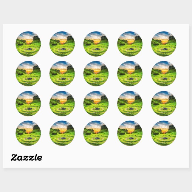 Sticker Rond Île de Skye, Écosse, (Feuille)