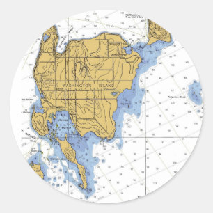 Sticker Rond Île de Washington, diagramme nautique de WI
