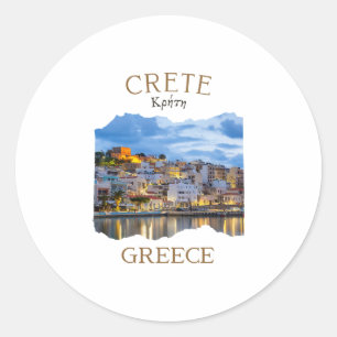 Sticker Rond Île grecque Crète Grèce avec la ville de Rethimno