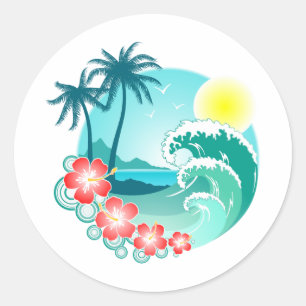 Sticker Rond Ile Hawaïenne 3