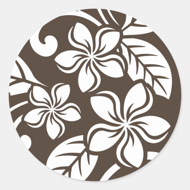 STICKER ROND ÎLE PLUMERIA (CAFÉ BROWN) (Devant)