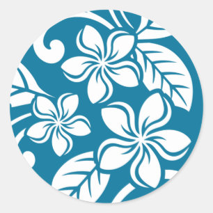 STICKER ROND ÎLE PLUMERIA (CARAÏBE BLEU)