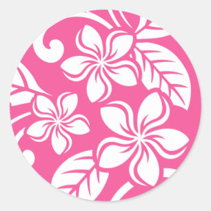 STICKER ROND ÎLE PLUMERIA (ROSE DE WATERMELON)