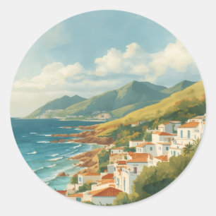 Sticker Rond Îles Baléares Vintage French Riviera Voyage